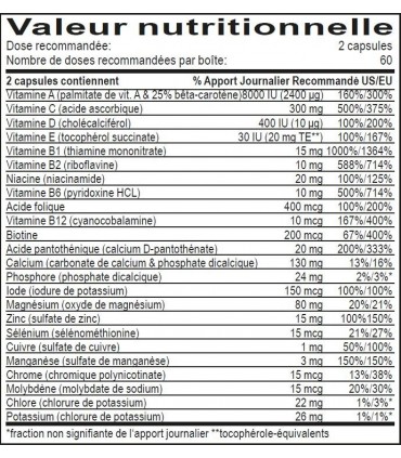 MultiVitamines et minéraux sans Fer - Dr Clark