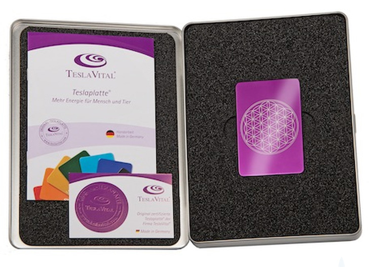 Coffret luxe plaque Tesla fleur de vie